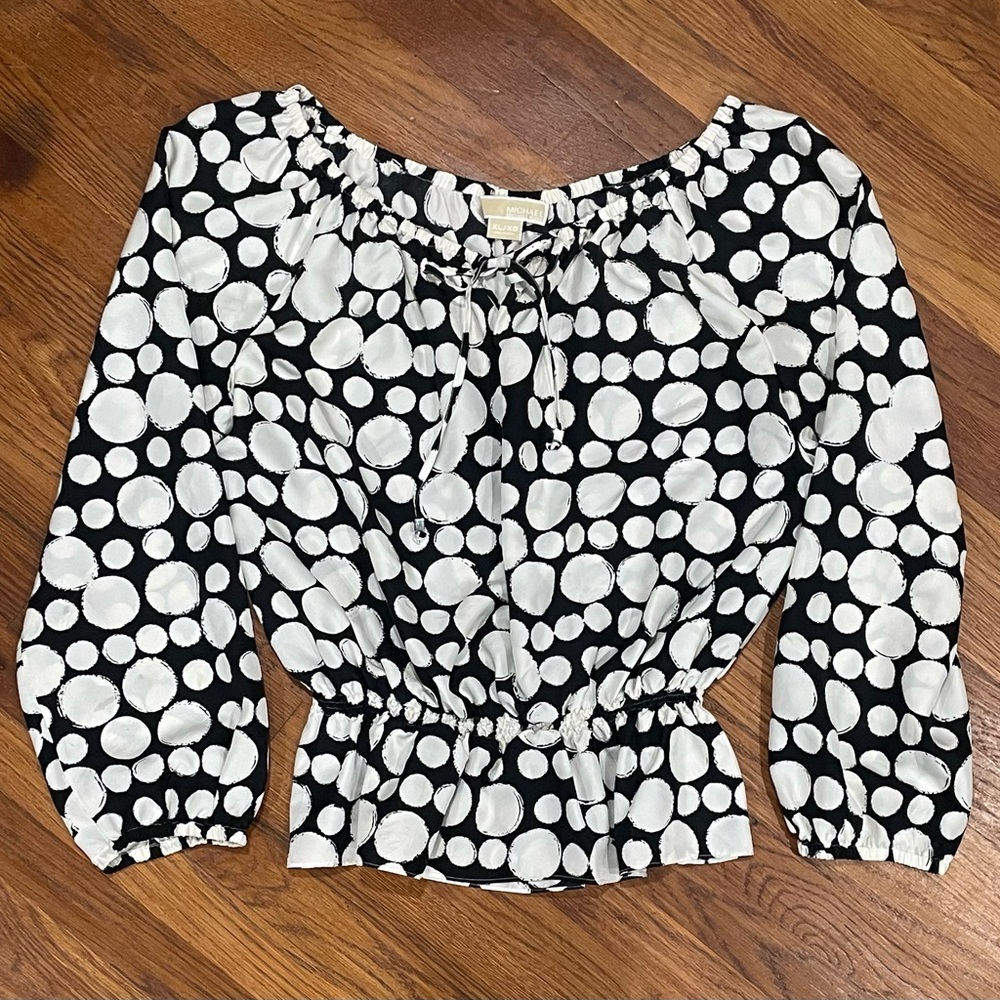MICHAEL KORS - Silk Polka Dot Blouse - Size XL